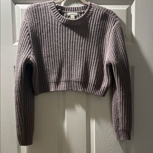 Women's Cropped Knit Sweater - Purple